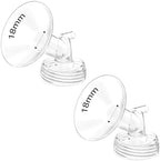 Side angle view of two pieces of clear 18mm replacement breast shields