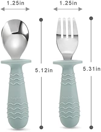 PandaEar infant self feeding spoons with rounded safety edges and wide anti choke collars