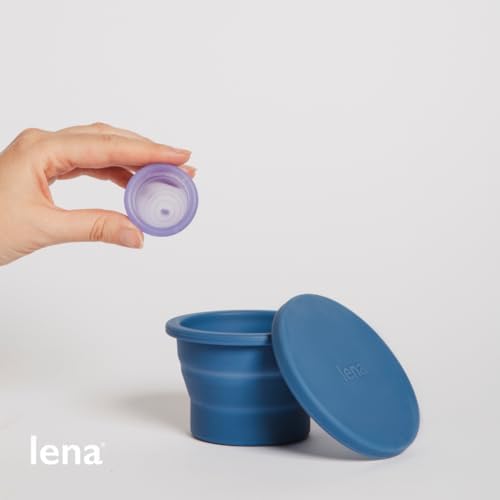Compact purple reusable feminine hygiene accessory for travel storage