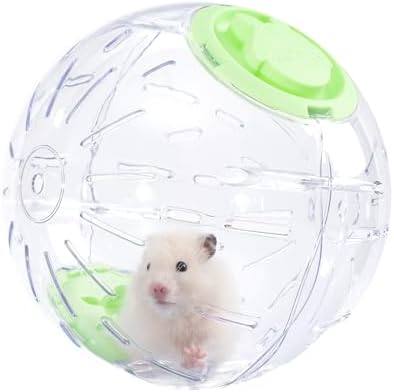 Clear small pet running toy highlighting the secure side locking cover lids