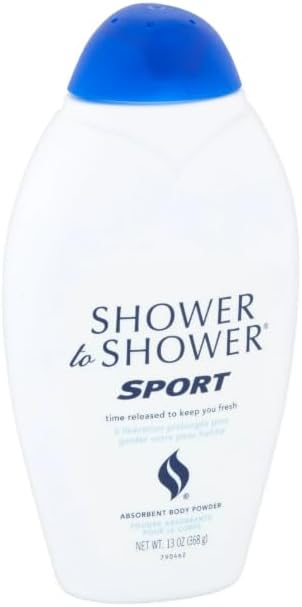 Shower To Shower Sport talc free powder for sweat and odor protection.