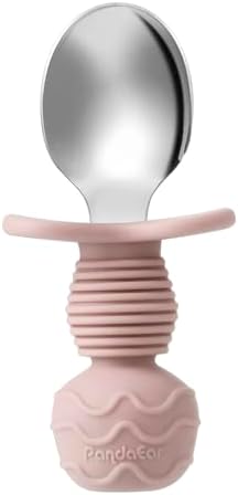 Side profile of PandaEar toddler utensils showing ergonomic grip