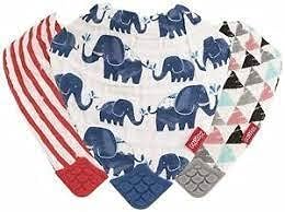 Nuby cotton muslin teething bib with textured corner