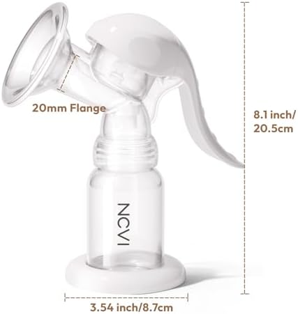 NCVI manual breast pump packaging box with included BPA free feeding bottle