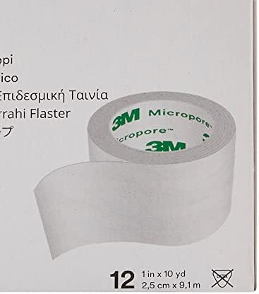 Side profile of the hypoallergenic surgical paper tape packaging showing dimensions.