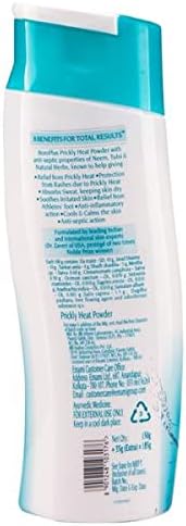 Ayurvedic cooling talc with Neem and Tulsi for sweat absorption and skin soothing.
