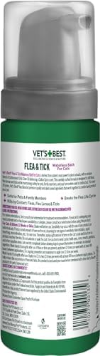 Plant-based flea and tick prevention dry shampoo for cats close up