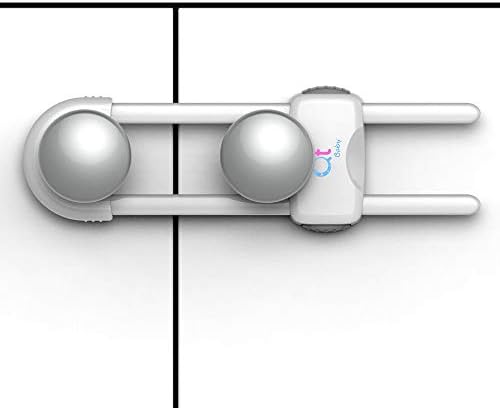 Side profile of Qt Baby safety latch showing adjustment mechanism