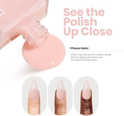 A flat lay arrangement of the Beetles natural nail concealer bottle next to healthy manicured hands.