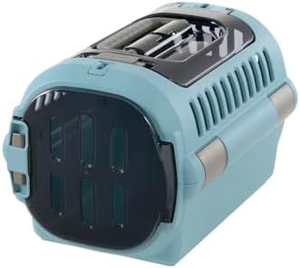 Richell small blue pet crate showing the top loading door open