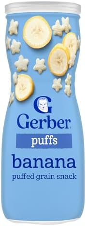 Gerber baby puffs apple strawberry flavor container