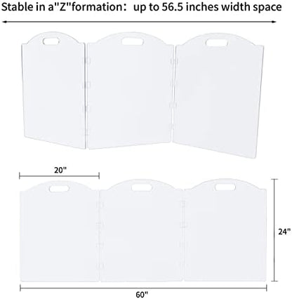 Feoyoho transparent acrylic puppy gate folded flat showing built in handles