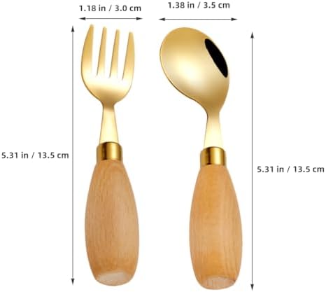 Pretyzoom child safe utensils ergonomic wooden handle detail