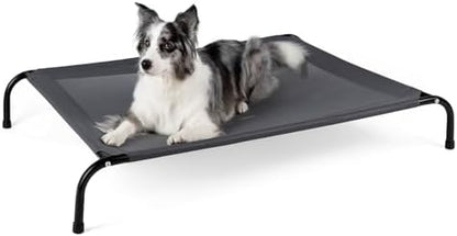 50" Lx32 Wx8 H Cooling Elevated Dog Bed for Large Dogs with Non-Slip Floor Protectors & Breathable Mesh, Raised Indoor & Outdoor Dog Cot Pet Hammock, Grey - Image 2