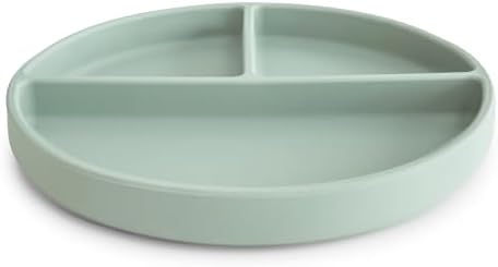Side profile of Mushie silicone plate showing suction base