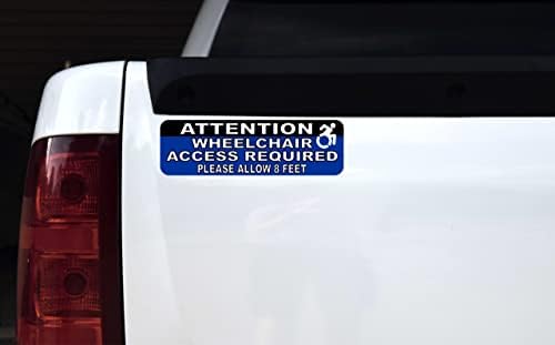 Close up of blue and black 10 inch wheelchair access required magnetic sign