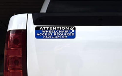 Close up of blue and black 10 inch wheelchair access required magnetic sign