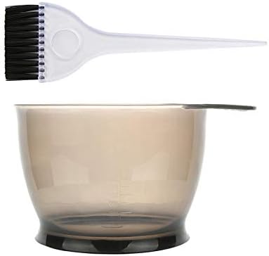 POFET Professional Hair Dye Bowl and Brush Set front view of grey translucent tinting tools.
