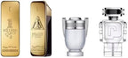 Detailed view of the 5 milliliter Paco Rabanne miniature cologne bottles.