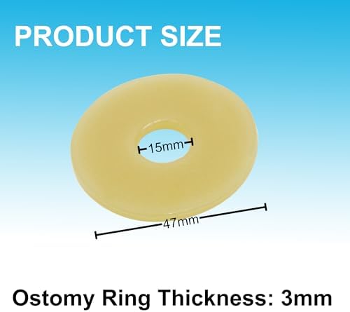 Close up of a three millimeter thick hydrocolloid ostomy ring for colostomy bags