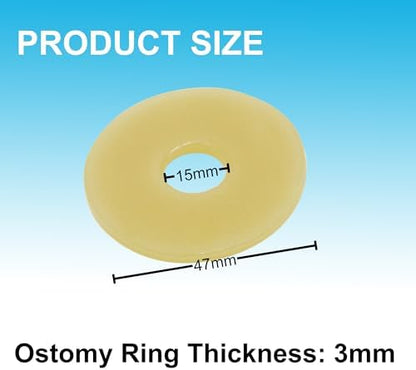 Close up of a three millimeter thick hydrocolloid ostomy ring for colostomy bags