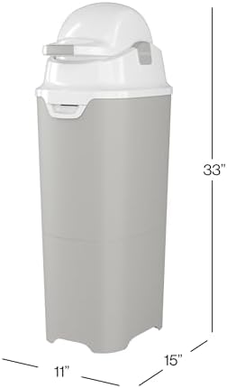 Foundations gray diaper pail with airtight lid open