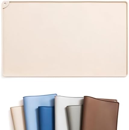 WePet beige silicone pet feeding mat with raised edge