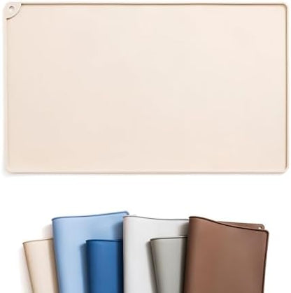 WePet beige silicone pet feeding mat with raised edge
