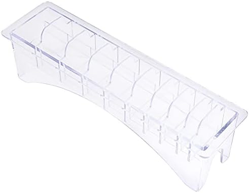 Clear plastic clipper blade holder case showcasing durability and division partitions for trimmer attachments