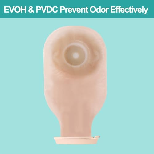 Medical grade imported stoma care pouches showing the built in activated carbon odor management filter
