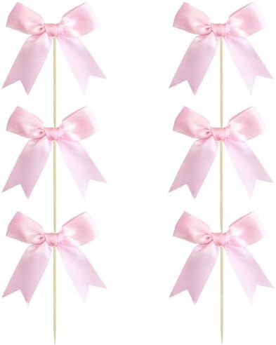 Ephlyn bow cupcake picks for coquette theme party decor