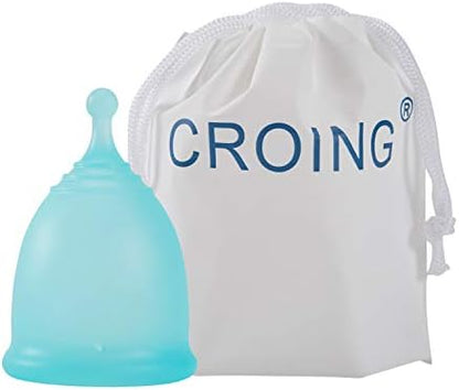 Full kit contents including four menstrual cups, storage bag, and sterilizer container.