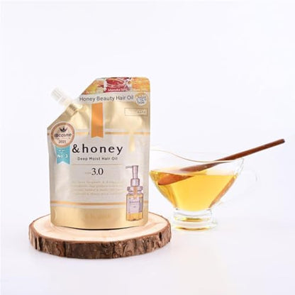 &honey Deep Moist Step 3.0 nourishing oil package highlighting its silicone free claims.