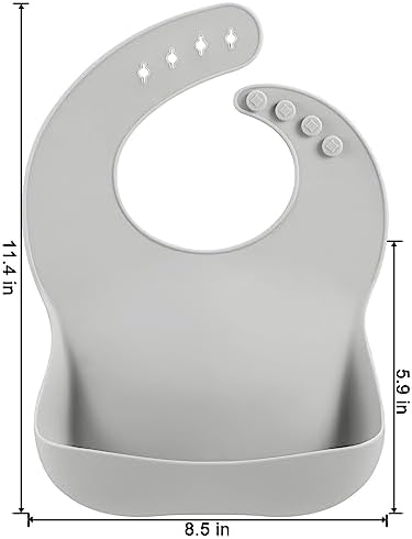 Close up of PandaEar waterproof toddler bib with wide open food catcher pocket to prevent messy spills