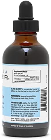 Ultra Silver 1000 PPM mineral supplement authentic imported formulation label details