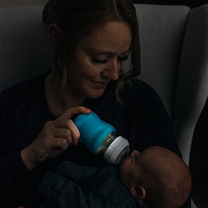 Top down view of Dr. Brown's 100 percent silicone protective bottle sleeve