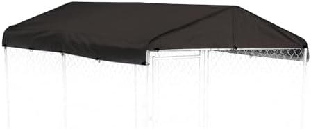 Ddeman black replacement tarp fabric installed on outdoor pet enclosure roof