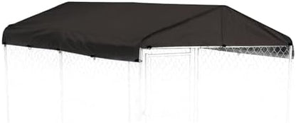 Ddeman black replacement tarp fabric installed on outdoor pet enclosure roof