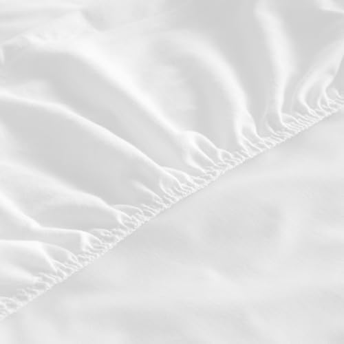 Waterproof baby mattress protector sheet showing the secure underside elastic band detailing