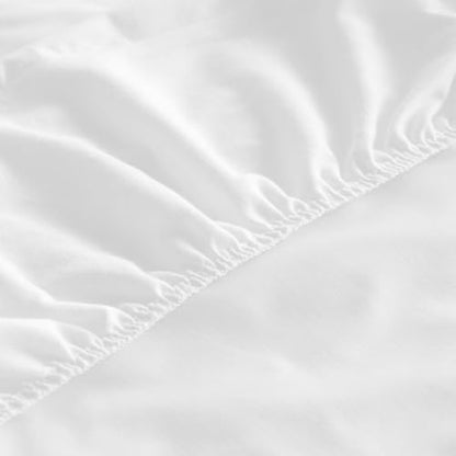 Waterproof baby mattress protector sheet showing the secure underside elastic band detailing