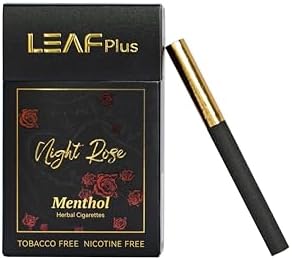 LeafPlus herbal smokes showing green tea and chrysanthemum ingredients list.