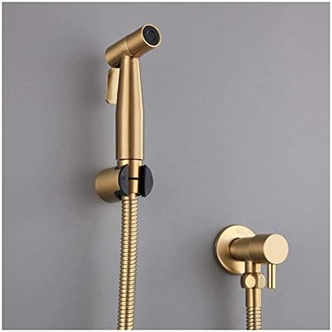 Brushed gold bidet sprayer head and stainless steel hose