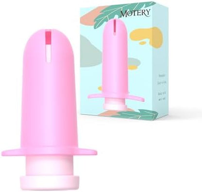 Silicone menstrual cup insertion tool with ergonomic handle for beginners.