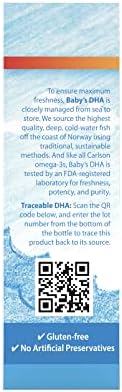 Nutritional panel and directions for Carlson Baby's DHA supplement.
