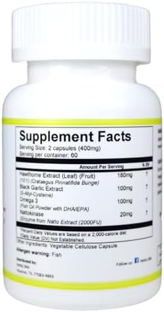 Herbs SRA CARDIOCLEAN heart health supplement showing ingredients like black garlic and omega 3