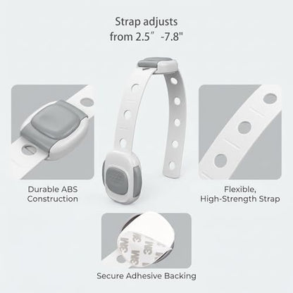 The premium 3M adhesive backing on the ZENTIVOR childproof lock being peeled open before installation on home furniture.