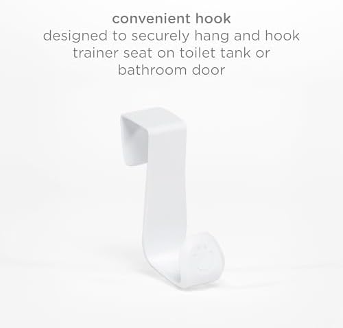 Ubbi bathroom organizer hook installed seamlessly over a standard white bathroom door panel.
