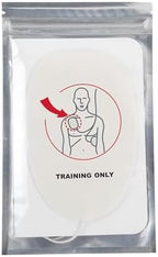XFT adult training electrode pads showing anatomical placement guide