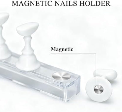 Ten piece Xiron acrylic nail display holders on base