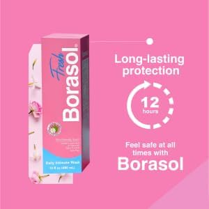 Borasol feminine wash for odor control and intimate health wellness.